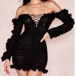 House of CB off the shoulder ruffle dress
